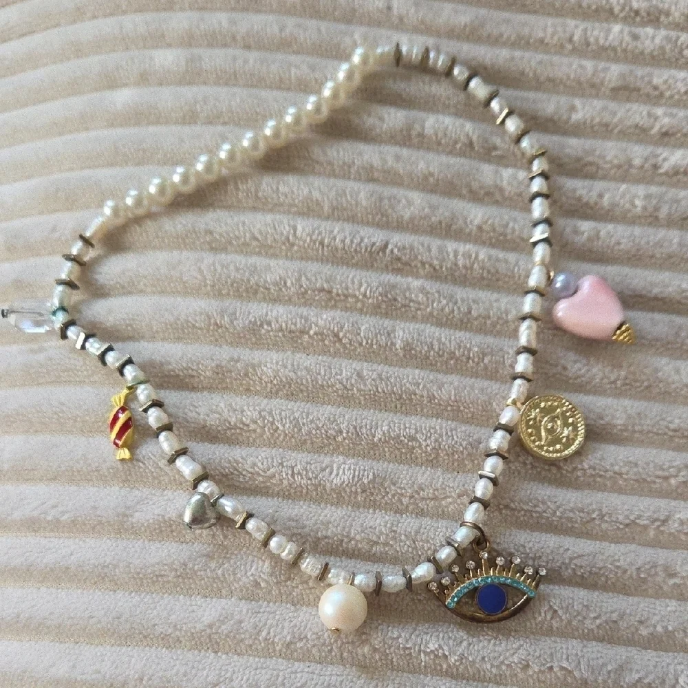 Handmade Pearl Charm Necklace - Picture 1 of 7
